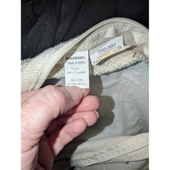 World Market Pillow Cover Geometric Pattern Green Accent Cushion 18"x 18" - Picture 12 of 12